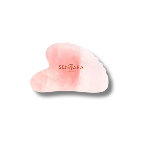 Gua sha coeur à dents visage - Quartz rose