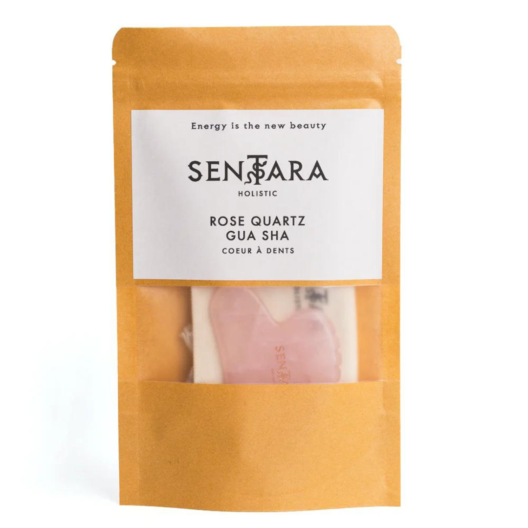 Gua sha coeur à dents visage - Quartz rose