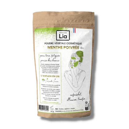 poudre de menthe poivrée en sachet kraft de 100g , princesse lia avenue californie