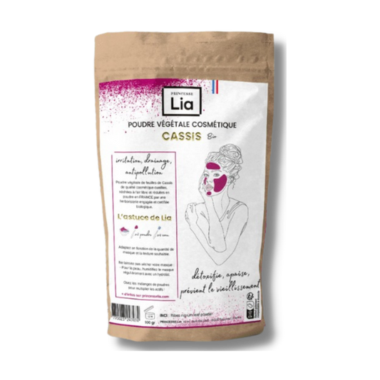 poudre de cassis française en sachet kraft de 100g, avenue californie, princesse lia